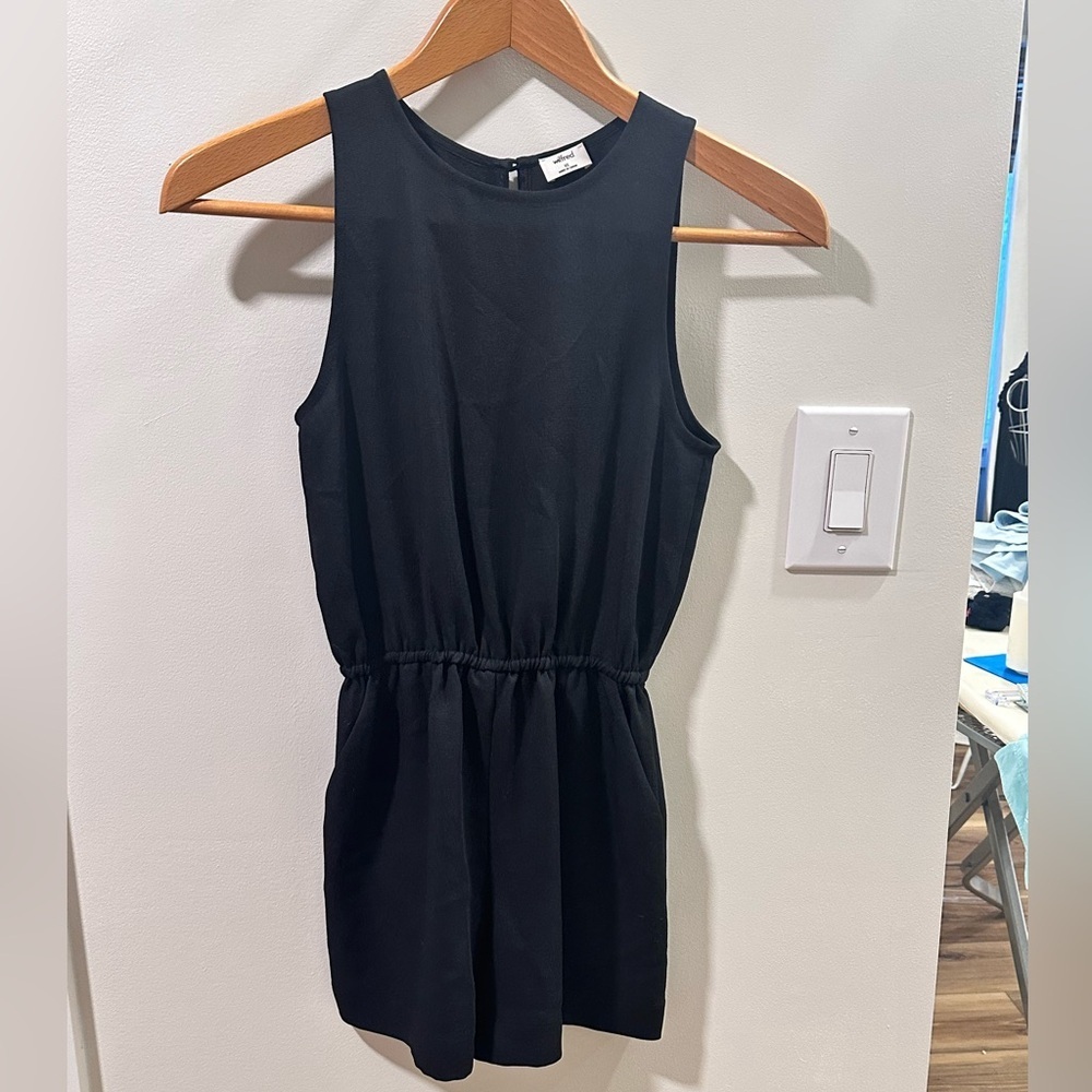 ARTIZIA Wilfred Black Rive Cinched Waist Sleeveless Romper Women's Small - Picture 2 of 9
